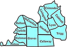 Map of: Far Western Kentucky area