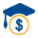 A graduation cap with a money symbol on it